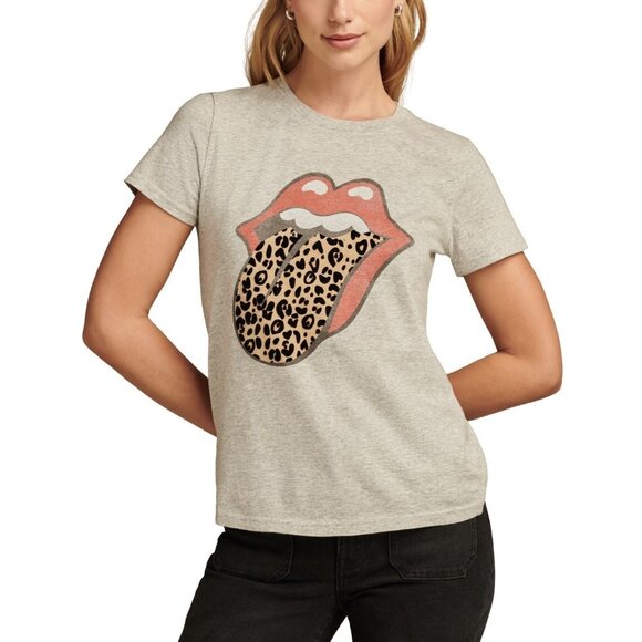 Lucky Brand Tops - Lucky Brand Rollng Stones Animal Lips Cotton T-Shirt Gray Size XS
